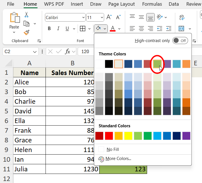 Highlight Selected Cells with Manual Formatting