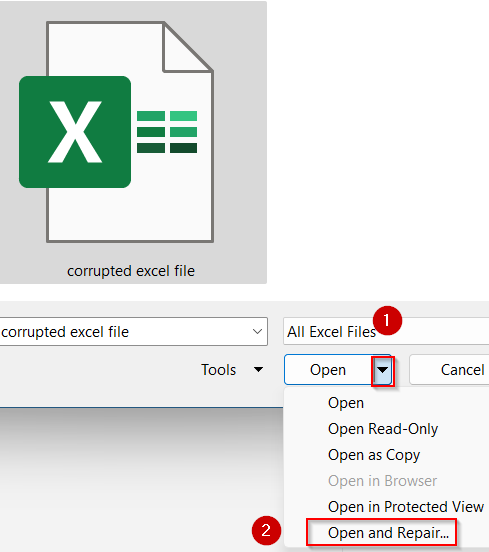 Use the Built-in Open and Repair Tool