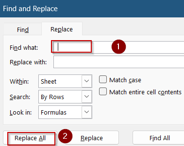 Use Find & Replace Tool to Delete Specific Spaces