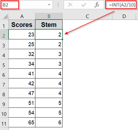 Use Scatter Chart in Excel to Visualize a Stem and Leaf Plot