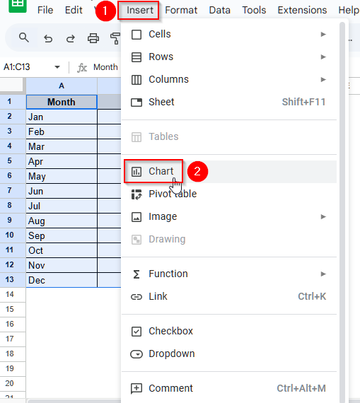 Make A Combo Chart Using the Chart Editor in Google Sheets