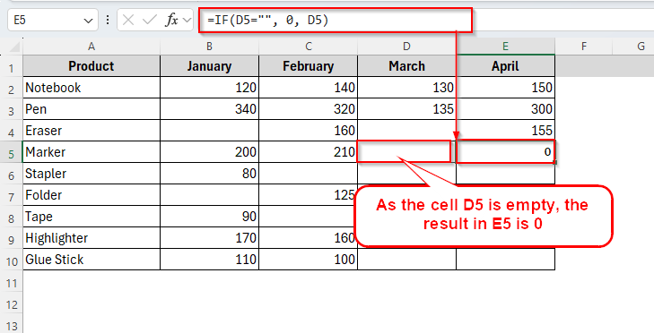 Using IF Function to Check Blank Cells with Zero