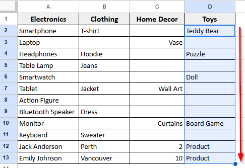 Using Data Sort Range Method