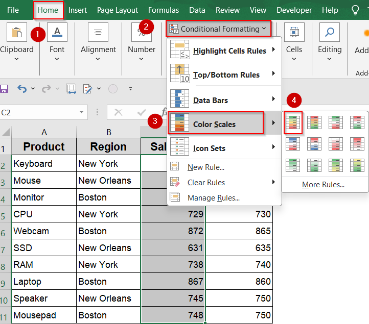 Use Color Scales to Visually Compare Values
