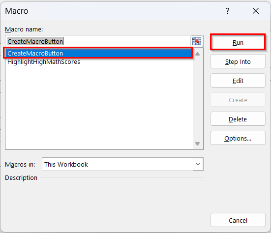 Create a Macro Button Using VBA .OnAction Statement