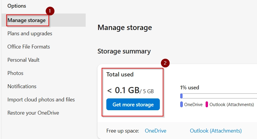 Check OneDrive Storage