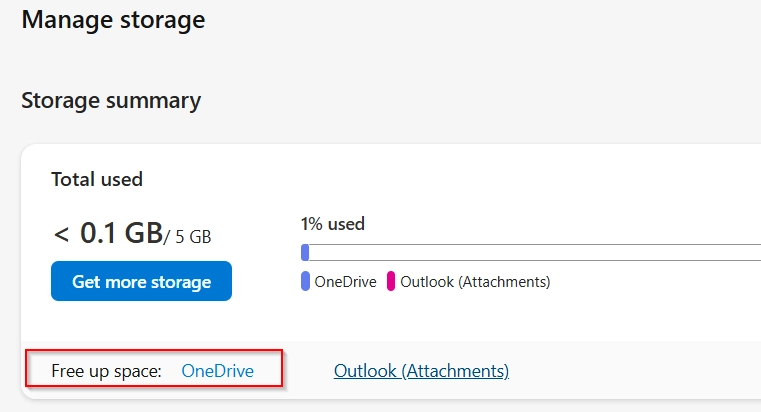 Check OneDrive Storage
