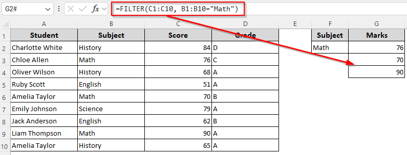 Returning Multiple Values Based on a Single Criteria with the FILTER Function