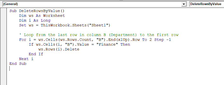 Delete Rows Where a Cell Matches a Specific Value