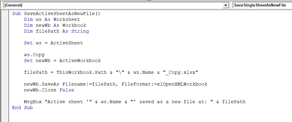 Save One/ Specific Worksheet as a New Excel File