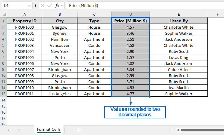 Use Format Cells to Round Numbers