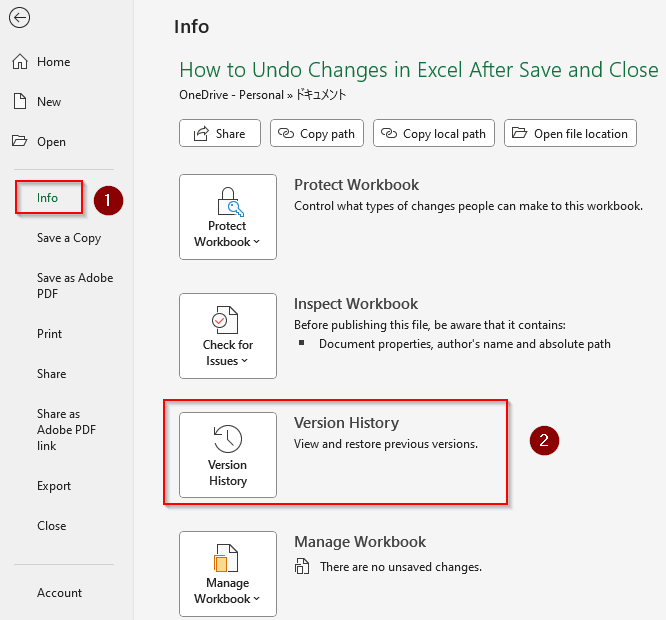 Using Excel's AutoSave Feature to Undo Changes with OneDrive or SharePoint