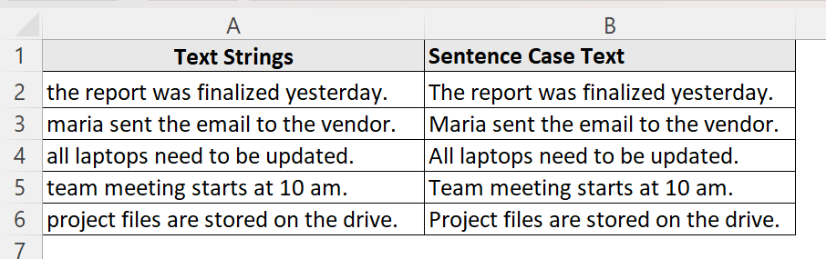 Use a Formula to Change Sentence Case in Excel