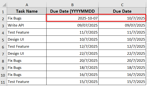 Using NumberFormat to Format Dates in Cells