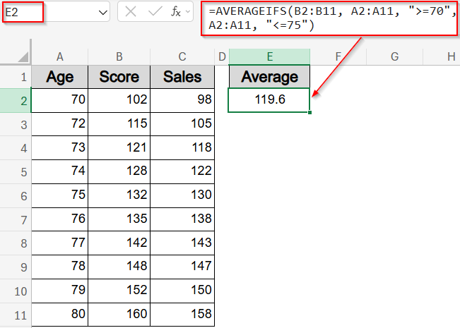 Average a Range Between Two Values Across Two Columns