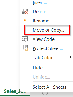 Manually Combine Excel Files Using the Move or Copy Sheet Option
