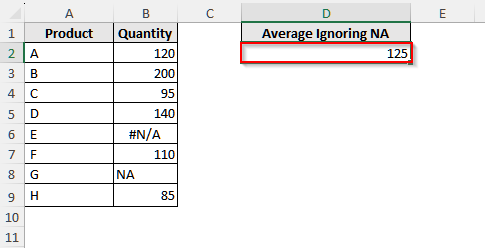 Calculate Average Ignoring NA Error In Excel With the AVERAGEIF Function