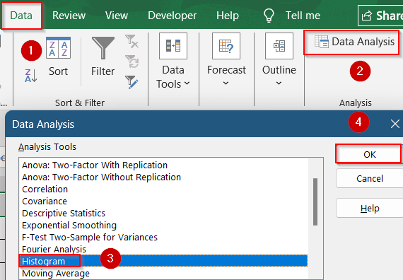 Use Correct Bin Range Format for Data Analysis Toolpak