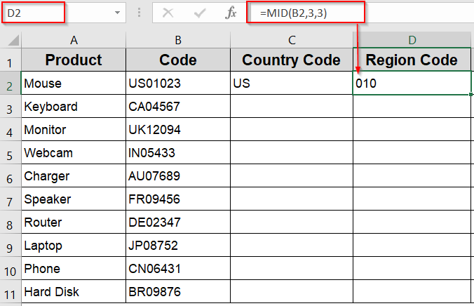 Use LEFT, MID and RIGHT Functions to Split Fixed-Length Text