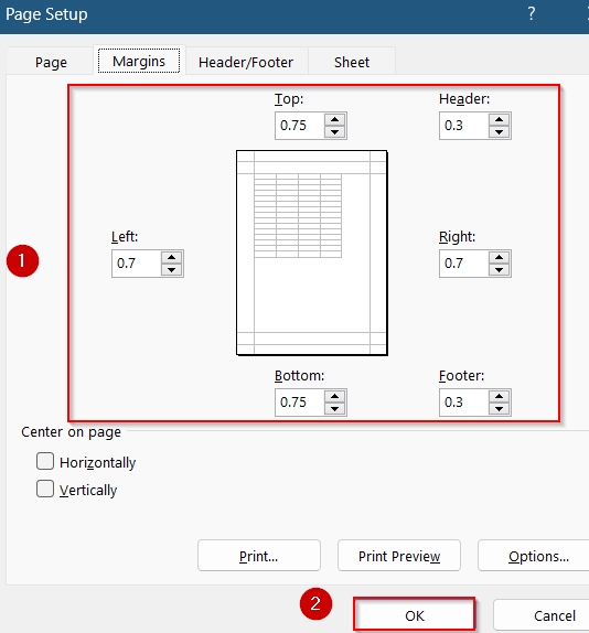 Change Margins Using Preset and Custom Options from Page Layout Tab