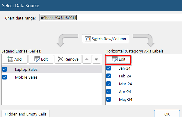 Update X Axis Labels from Select Data Options