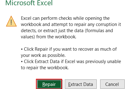 Use the Built-in Open and Repair Tool