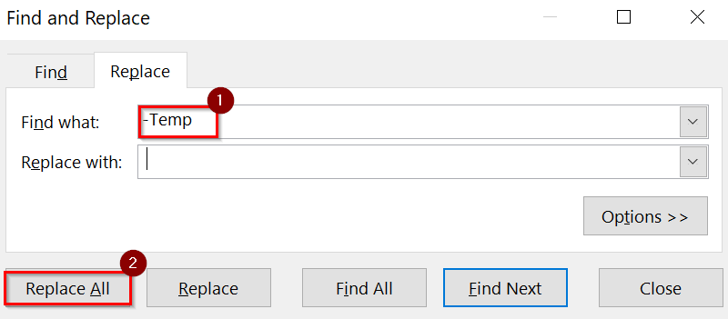 Using Find and Replace Feature to Remove Specific Text from Cells