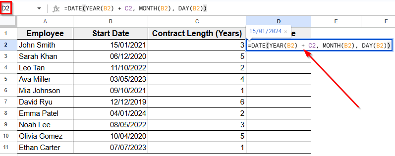 Using The DATE Function to Add Years