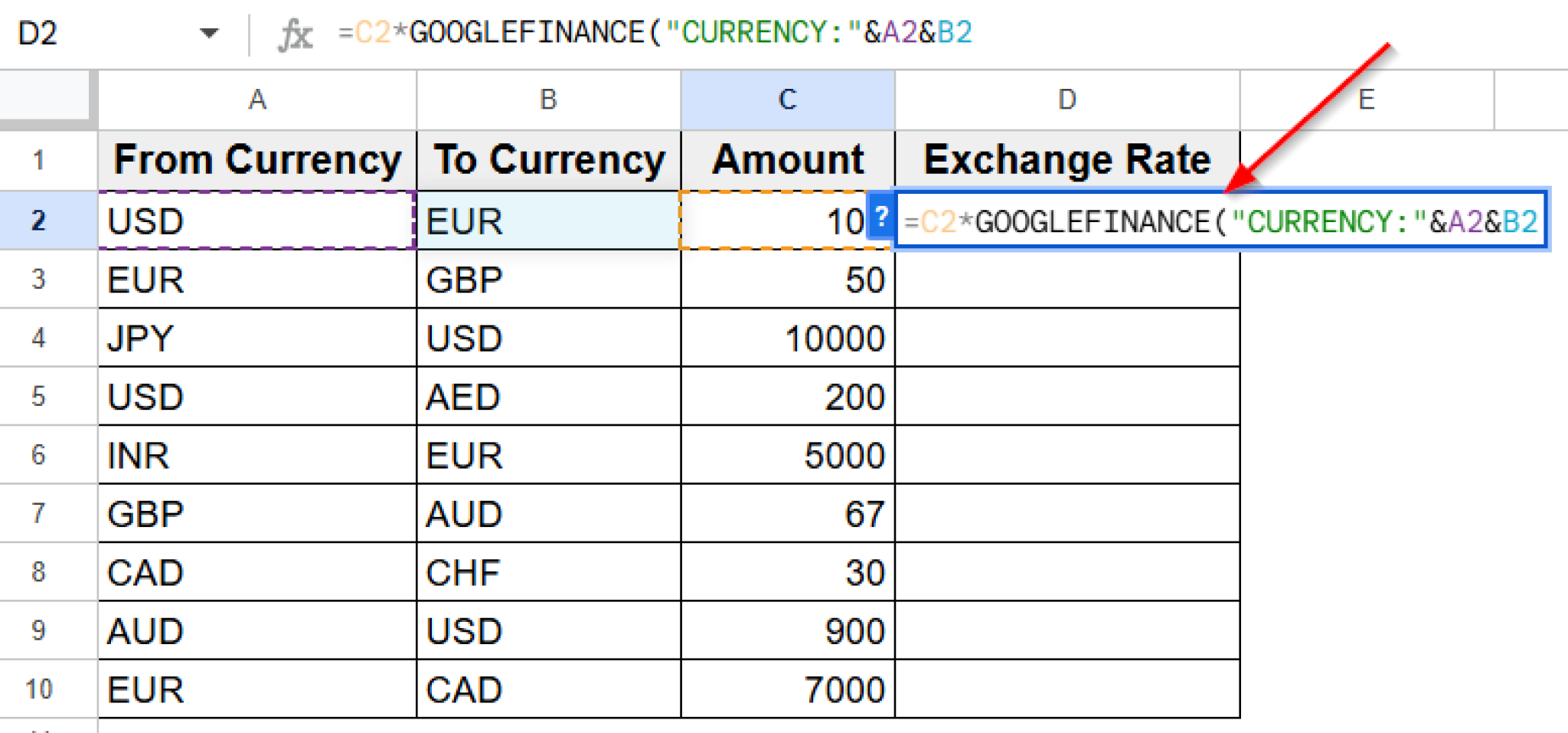 Currency Conversion Formula in Google Sheets (2 Examples) - Excel Insider