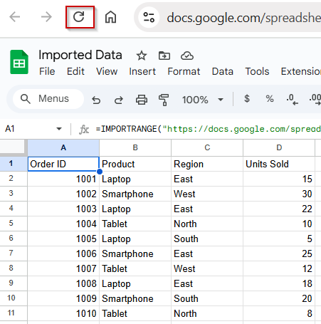 Manually Refresh the Sheet