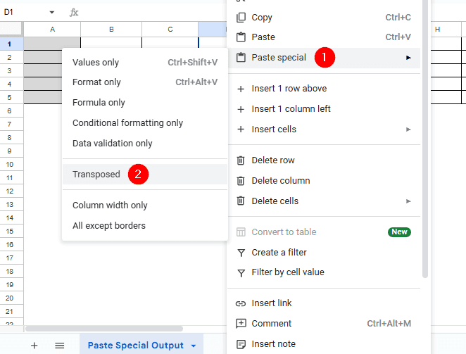 Transpose Rows to Columns Using the Paste Special Tool