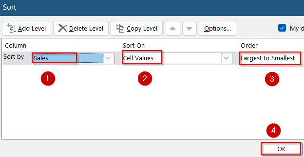 Sort Data Using Excel’s Built-in Sort Tool