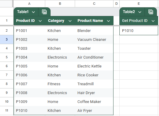 Basic REVERSE Lookup in Google Sheets