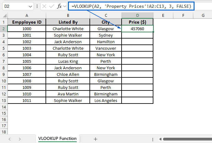 Use VLOOKUP Function to Transfer Data from Another Worksheet