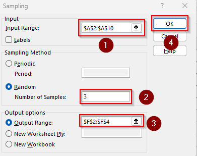 Manually Select Random Values with the Data Analysis Feature