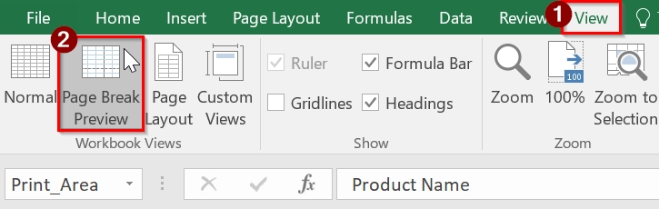 Enabling Page Break Movements To Print Selected Area In Excel