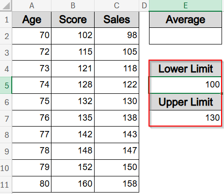 Find Average Between Two Values Using Cell References