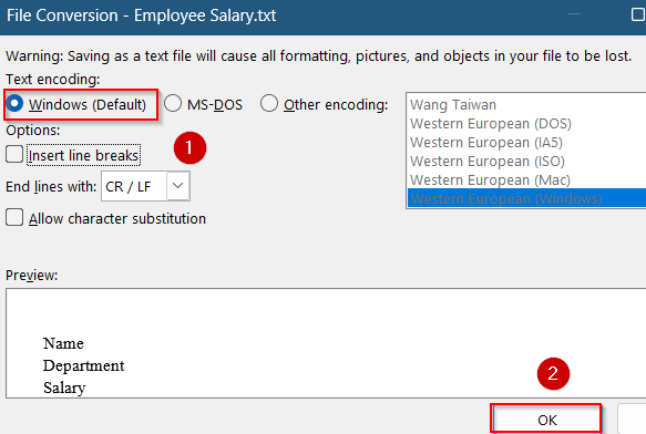 Convert Word to Excel Using Plain Text and Text/CSV Import