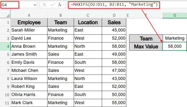 Apply MAXIFS Function for Conditional Maximum (Excel 2019 and later)