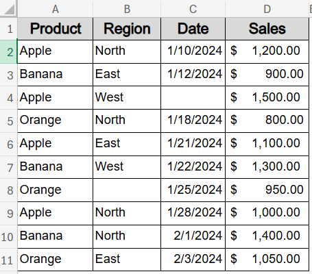 Insert SUMIFS Function with Non-Blank Cell Criteria in Columns and Rows
