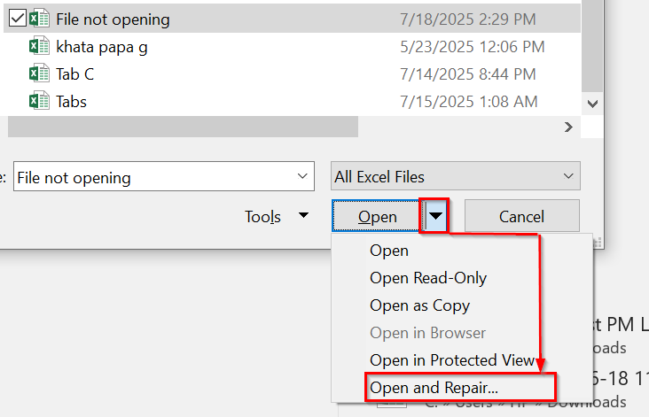 Use Excel’s “Open and Repair” Tool