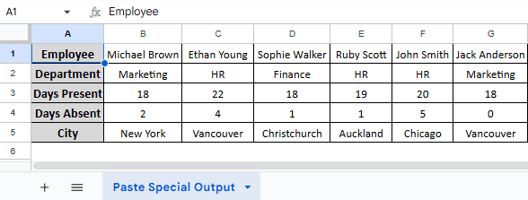 Transpose Rows to Columns Using the Paste Special Tool
