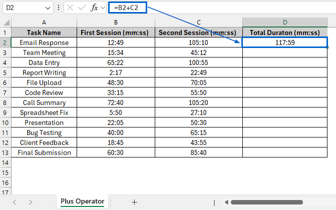 Simple Addition Using the Plus Operator