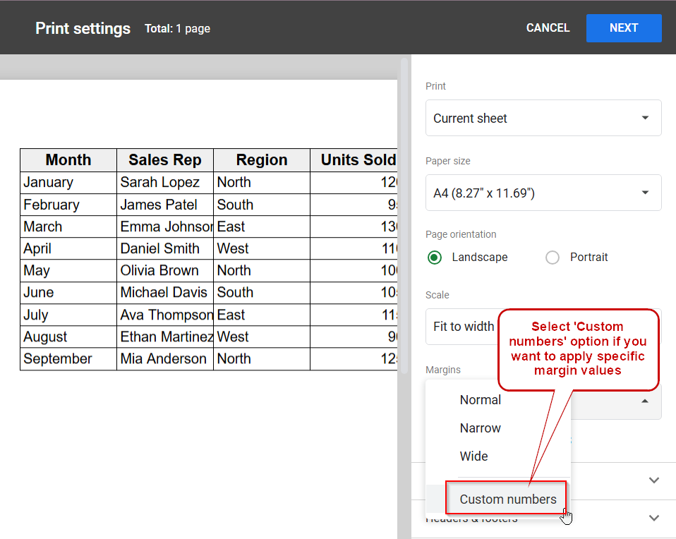 Steps to Change Margins in Google Sheets