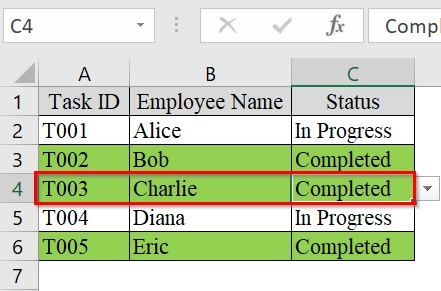 Highlight Entire Row If Matches with Drop Down Selection