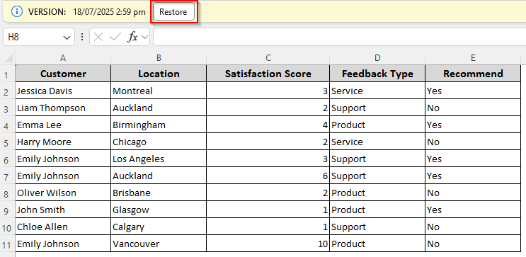 Using Excel's AutoSave Feature to Undo Changes with OneDrive or SharePoint