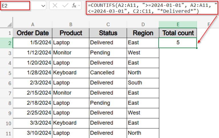 How to Use COUNTIFS with Date Range and Text in Excel - Excel Insider