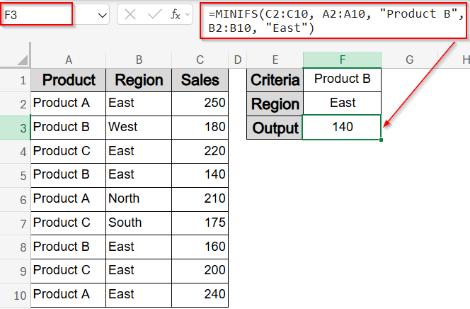 Use MINIFS Function for Simple Built-In Filtering