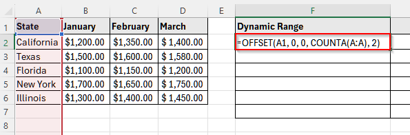 Create Dynamic Range With OFFSET and COUNTA Function in Excel