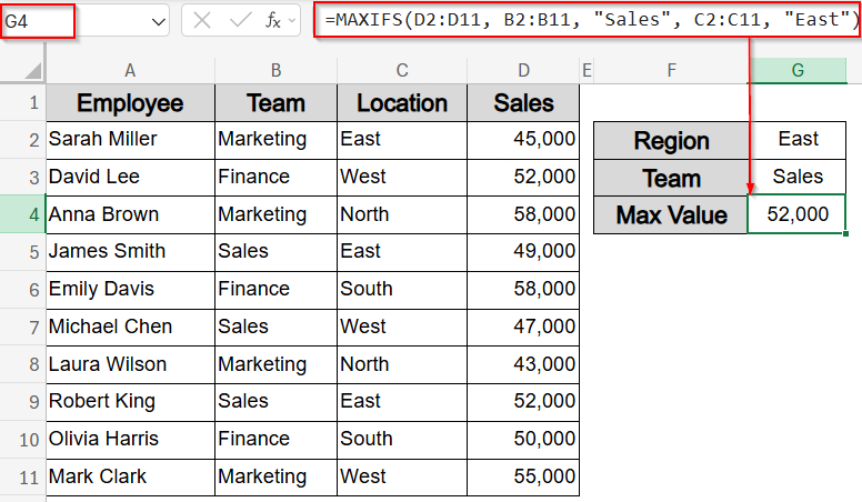 Apply MAXIFS Function for Conditional Maximum (Excel 2019 and later)
